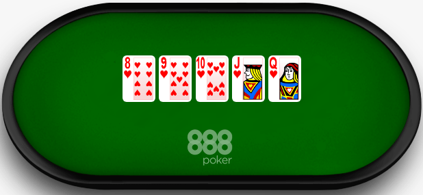 Червовый Стрейт Флеш до Дамы