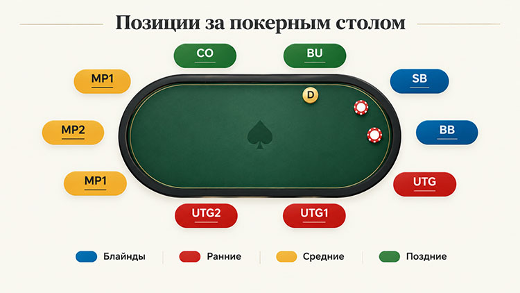 Схема позиций за покерным столом
