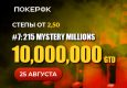 PokerOK анонсировал старт финала браслетного Mystery Millions с гарантией $10,000,000